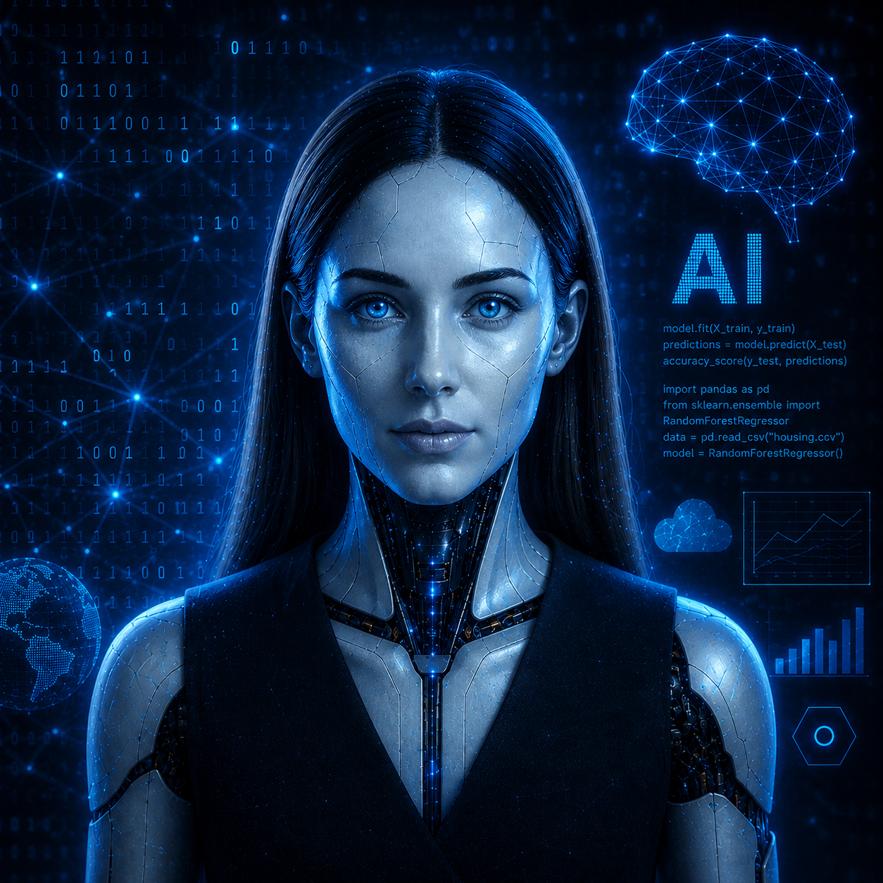 Artificial Intelligence & Machine Learning with Python course cover